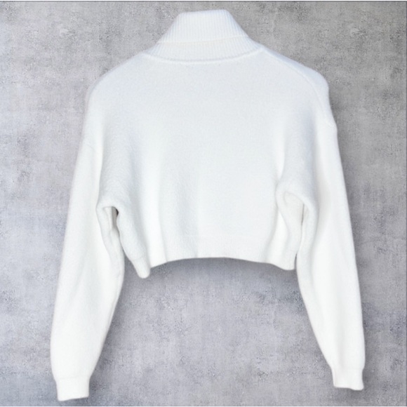 Zara crop turtleneck sweater sz S / thick warm ribbed, neck hem & wrist - Picture 6 of 11
